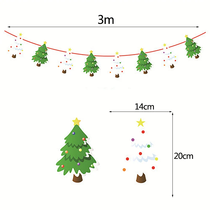 3 м Рождественское украшение Баннер Санта Клаус Снеговик Олень Рождественское дерево носок звезда настенный Бумажная гирлянда для нового года Рождество украшения - Цвет: G09 christmas tree