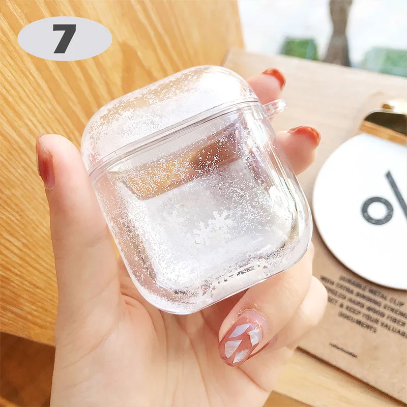 Жидкий зыбучий песок блеск ударопрочный чехол для Airpods 2 1 беспроводной чехол для наушников прозрачный защитный чехол для наушников - Цвет: 7