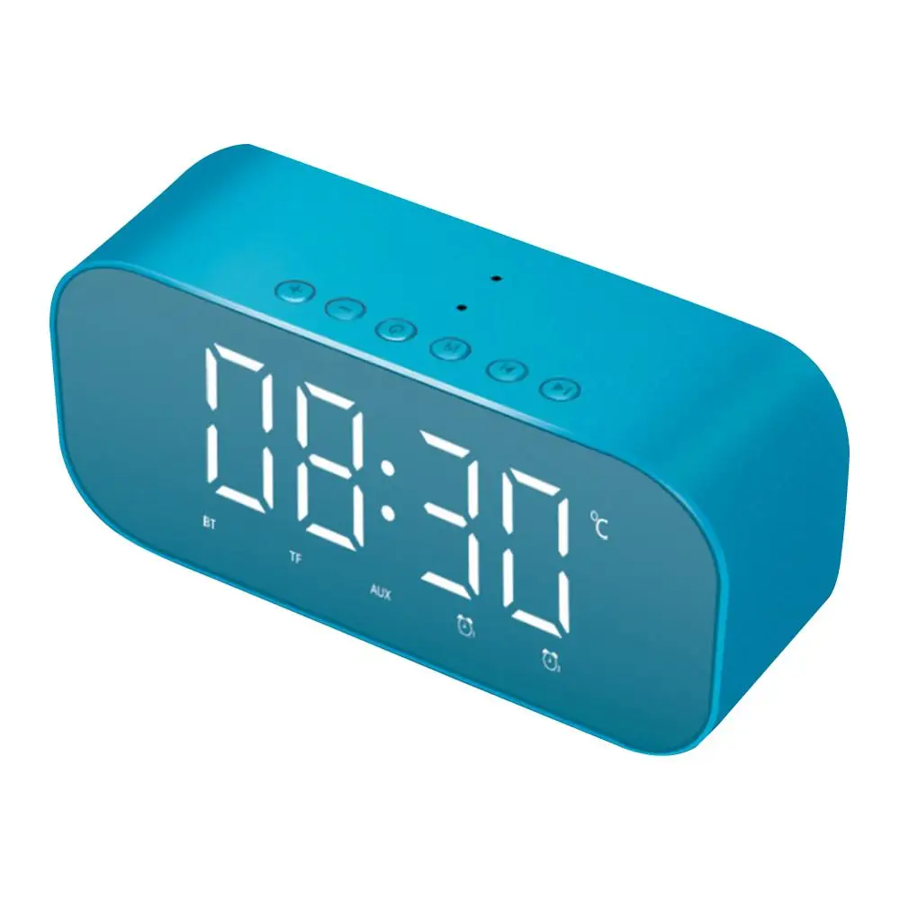 Blue AAA многофункциональный светодиодный Будильник с зеркалом цифровые часы с режимом включения по таймеру больших временных Дисплей Настольный Будильник показывают уровень температуры - Цвет: Blue