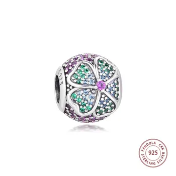 

100% 925 Sterling Silver Bead Multi-Colored CZ Glorious Bloom Beads Fits Women Bracelets Charms for Jewelry Making kralen