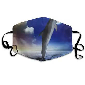 

Face Mask Dolphin Jumping Full Moon Amazing Cycling Half Face Earloop Dust Mask For Woman