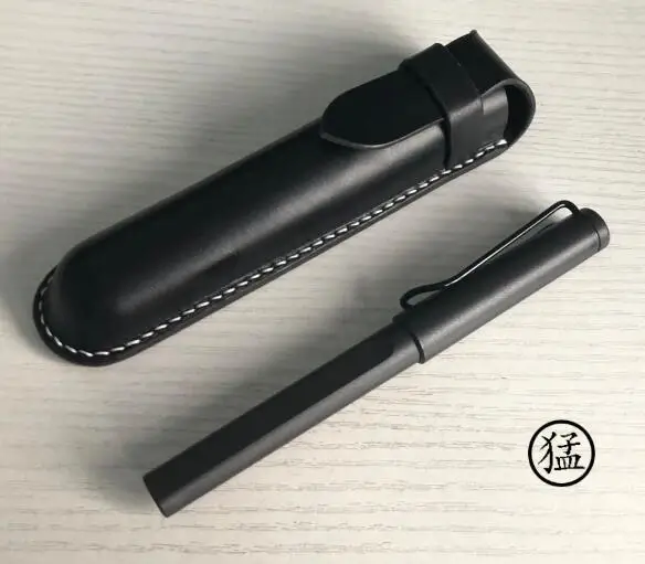 black Ручная работа настоящий итальянский кожаный мешочек для ручек из растительного дубления, чехол для ручек, Роскошная сумочка для ручек - Цвет: black