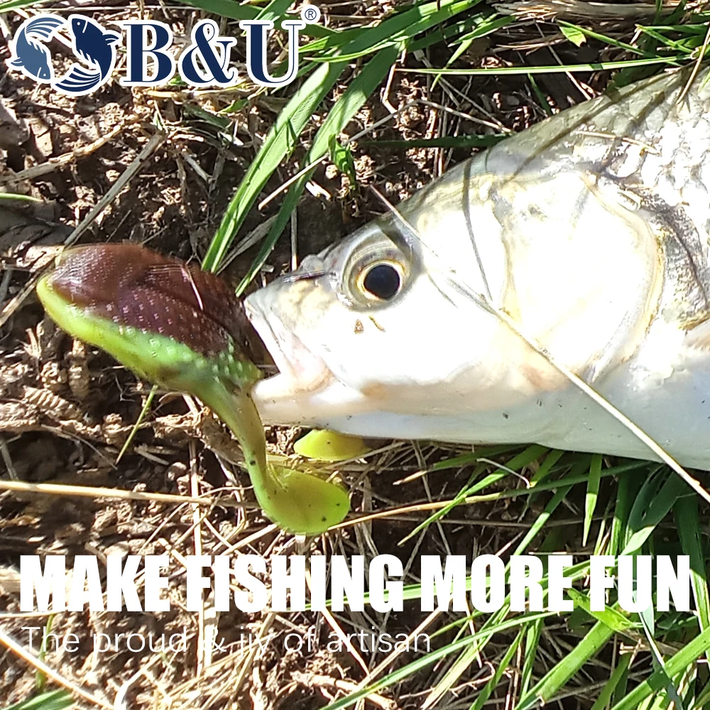 B&U Frog Schwimmender Köder mit gebogenem Schwanz, künstliche Wobbler, Angelköder, Weichköder, Silikon-Shad-Wurm, Bassköder, Souple – Detail 6