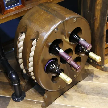 

50cm Wooden Oval Shape Wine Stand / Holder / Rack with Twine and Base Bar Accessories Home Bars 7 Position Creative 3 Layers