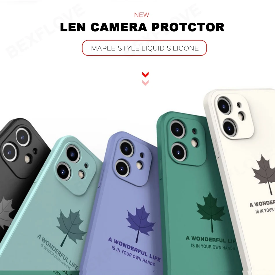 Maple Liquid Case For Apple iPhone 11 12 Pro Max 12 Mini SE 2 2020 6 S 7 8 Plus X XS MAX XR Case Color Soft Silione Luxury Cover