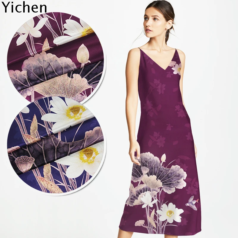 128 см* 118 см Натуральная шелковая ткань винтажный стрейч шелк атлас платье ткань настоящий шелк Чонсам эластичный атлас синий красный