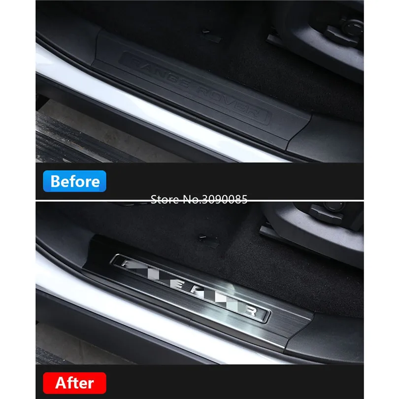 Black 304 Stainless Steel Inside Door Sill Threshold Scuff Plate Cover Trim For Range Rover Sport- Accessories