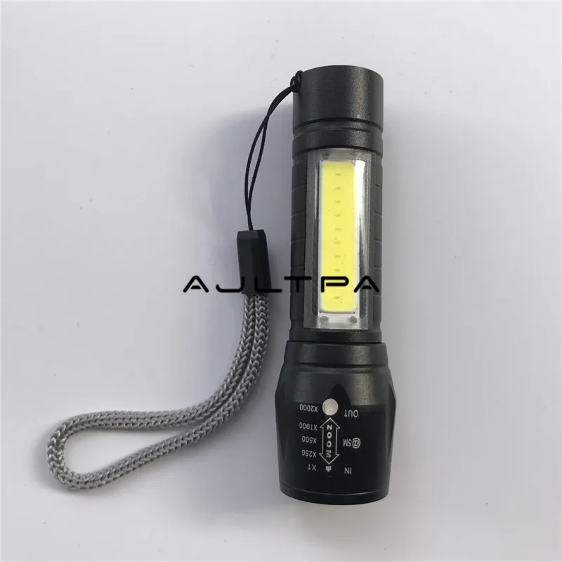 100 шт./лот USB зарядка мини портативный COB светодиодный фонарик с зумом уличный охотничий фонарь с батареей и кабелем