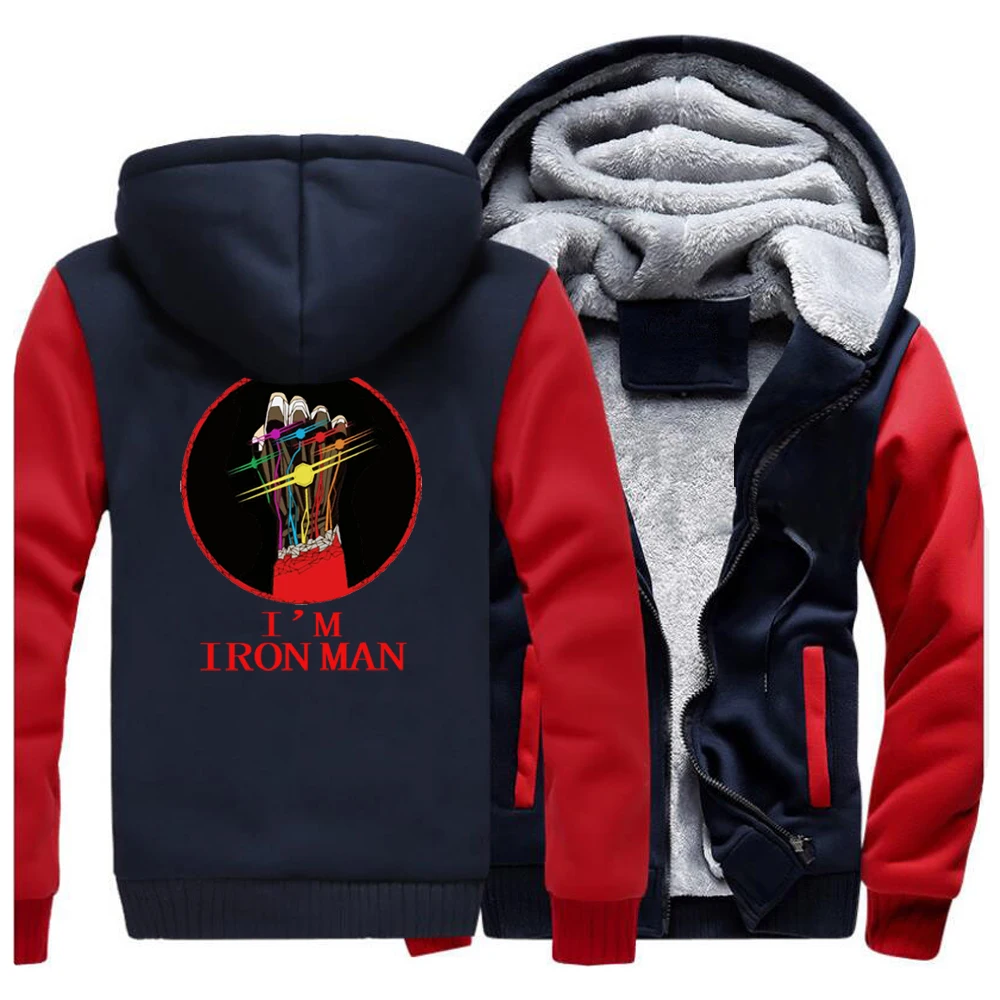 I Am iron man, Мужская Толстая зимняя Флисовая теплая куртка, пальто Tony Stark, толстовки, бесконечные пальто, толстовка с капюшоном, уличная одежда, пальто