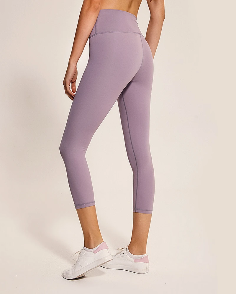Push Up Yoga Capri Pants Squatproof Women 4-way Stretchy Sports High Waist Running Gym Cropped Trousers Plain Workout Tights