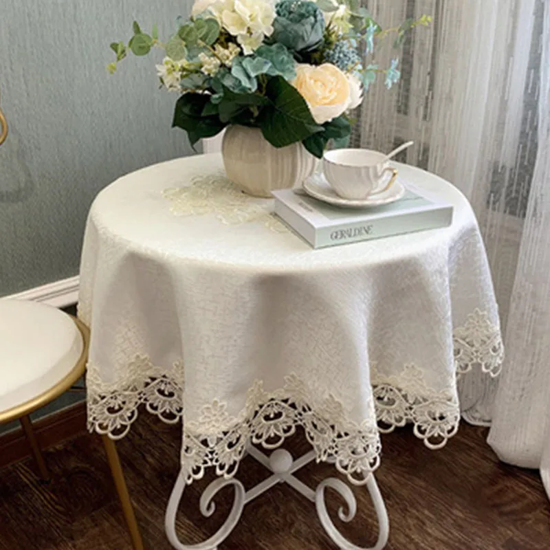 Round TableCloth Art Household Lace European Table Cloth Simple Solid Color Dust Cover table cloth