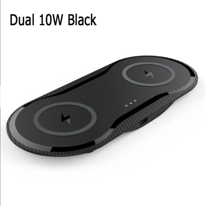Black 20 Вт Быстрое беспроводное зарядное устройство для iPhone 11 Xs Max Xr X 8 plus 10 Вт двойной Qi беспроводной зарядный коврик для samsung Xiaomi huawei Google - Цвет: Black