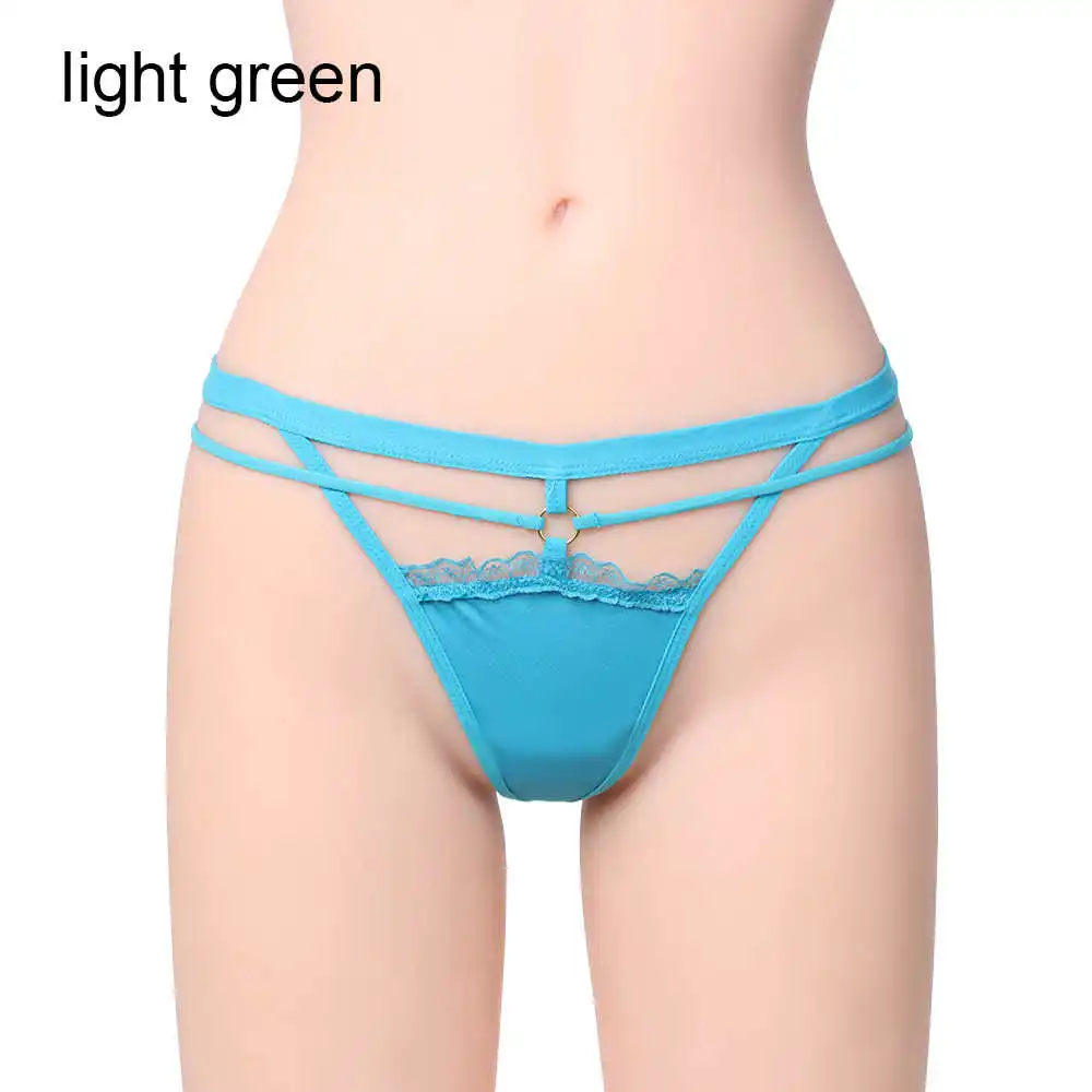 light green Сексуальные трусики-Тонг с низкой посадкой трусики для женщин эротический бандаж Стринги женское нижнее белье Ночное белье мягкое удобное нижнее белье - Цвет: light green