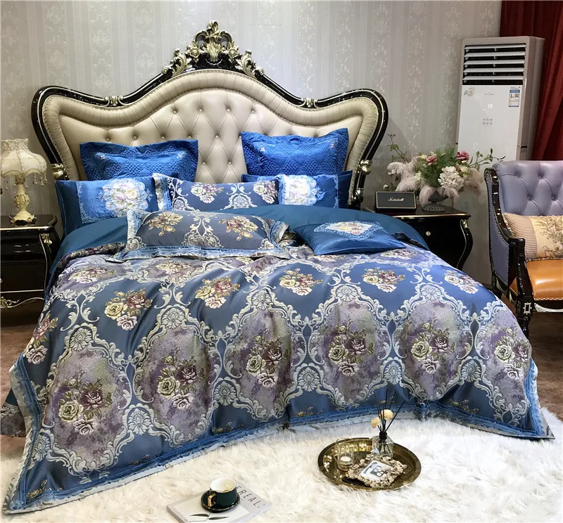 Роскошный жаккардовый Комплект постельного белья queen/двуспальная кровать Комплект ЗОЛОТО 4/6/10 шт. пододеяльник комплекты толстые Постельное белье из хлопка набор - Цвет: 6