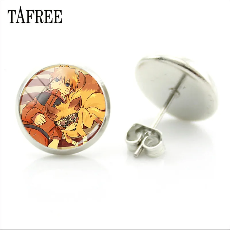 TAFREE Аниме Наруто Саске серьги гвоздики мультфильм фото стекло кабошон серьги Косплей Ювелирные изделия Подарки NA34