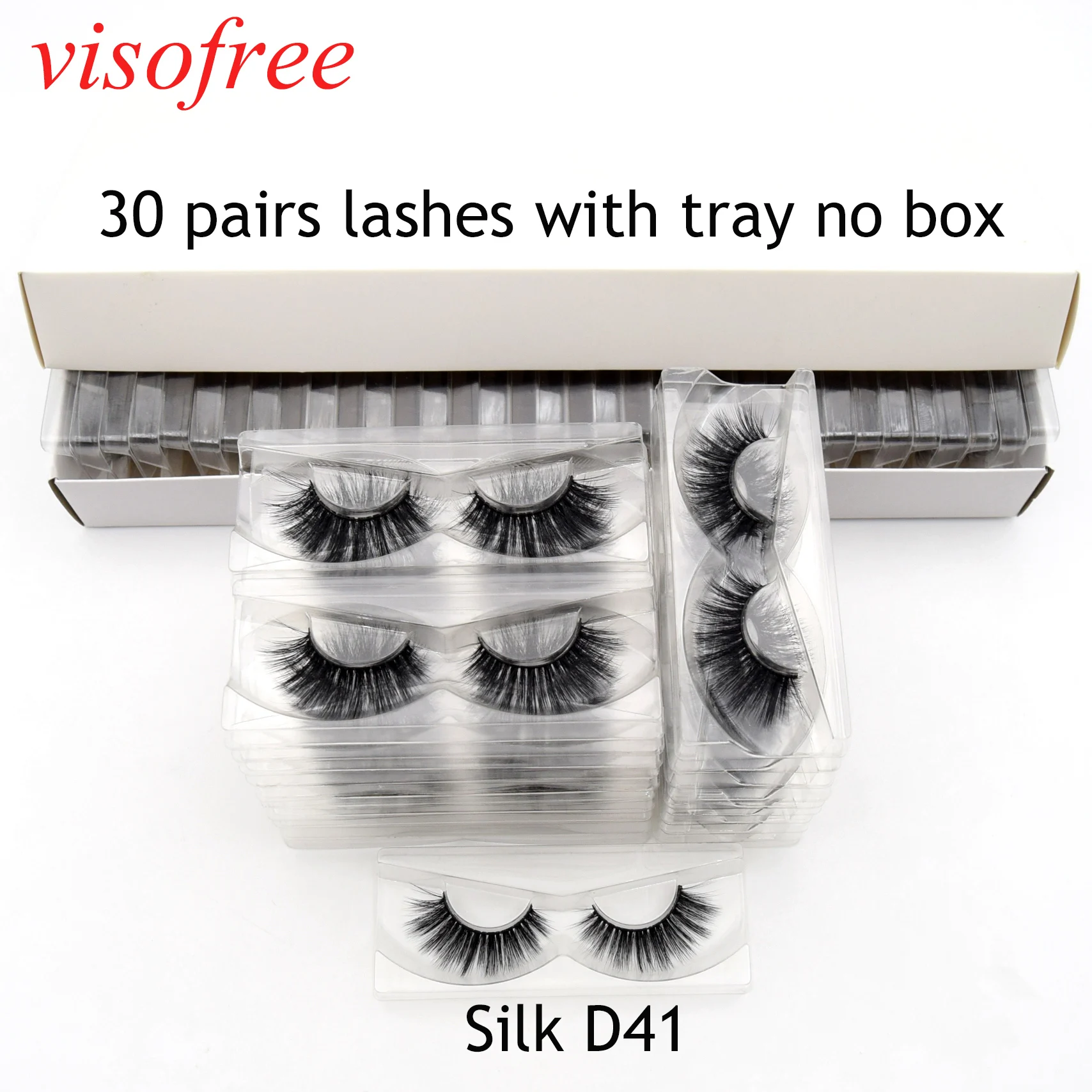 Silk-D41 Visofree 30 пар/лот 3D Искусственные Шелковые ресницы крылатые шелковые ресницы бескровные многоразовые ресницы макияж Silk-D27 - Цвет: Silk-D41