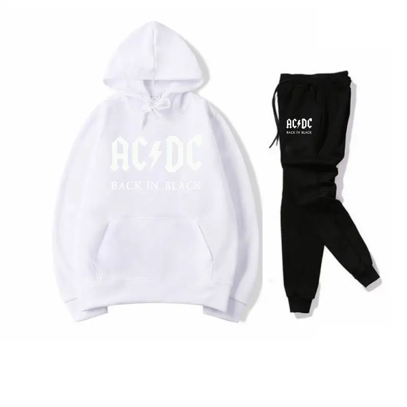 AC DC Толстовка Мужская Хип-Хоп рок-группа ACDC черные толстовки Мужские Женские повседневные уличные куртки с капюшоном весенние зимние топы - Цвет: white