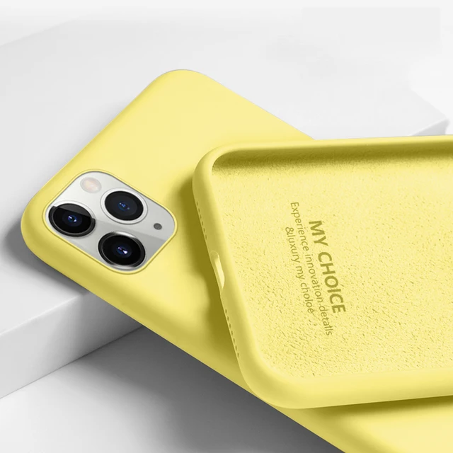 Case For iPhone 11 12 13 Pro Max SE 2 2020 6 S 7 8 Plus X XS MAX XR 12 13 Mini Cute Candy Color Couples Soft Silicone Cover Lemon yellow