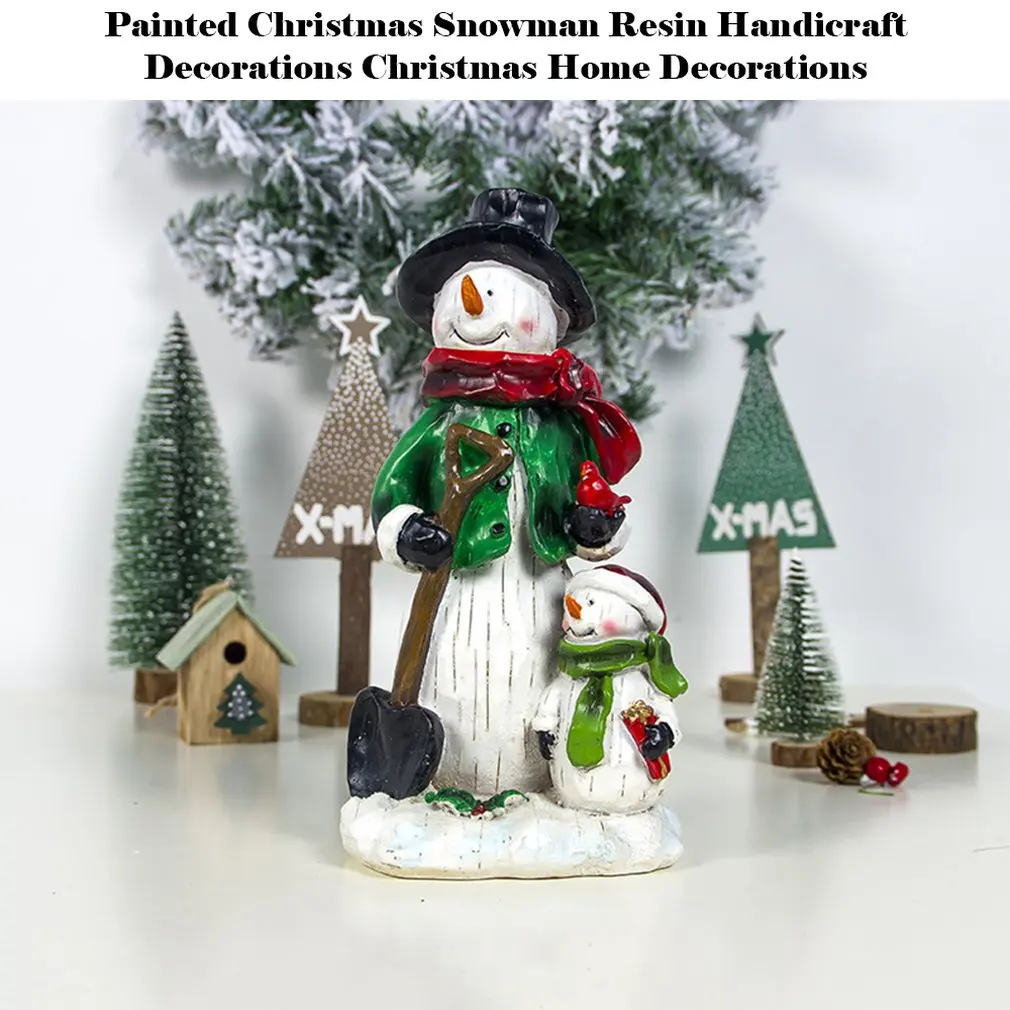 Christmas Decorations Painted Christmas Snowman Resin Crafts Ornaments Christmas Home Decoration Supplies