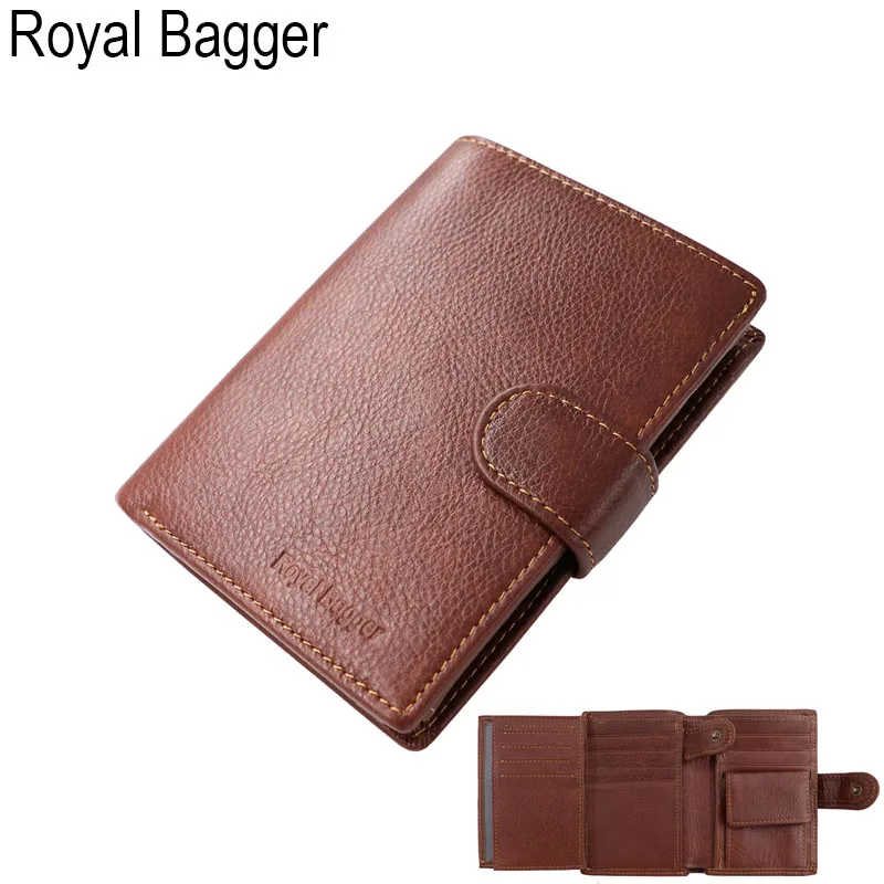 Royal Bagger,, итальянская Натуральная Воловья кожа, много карт, позиционные сумки, анти-Rfid, кошелек, мужской клатч, большая, тройная, короткая, кошельки - Цвет: Coffee