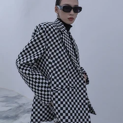 Chaqueta informal a cuadros para mujer, traje de lana con un solo pecho, novedad de otoño e invierno, 2021
