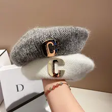 

Luxury Brand Berets For Women Beanies Warm Rabbit Fur Girls Autumn Fashion C Letter Female Painter Hat Bonnet Ladies Casual Cap