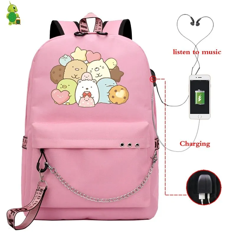 Mochila Sumikko, рюкзак, милые школьные сумки для девочек-подростков, Usb зарядка, рюкзак для ноутбука, женские рюкзаки, корейский рюкзак для путешествий - Цвет: 15