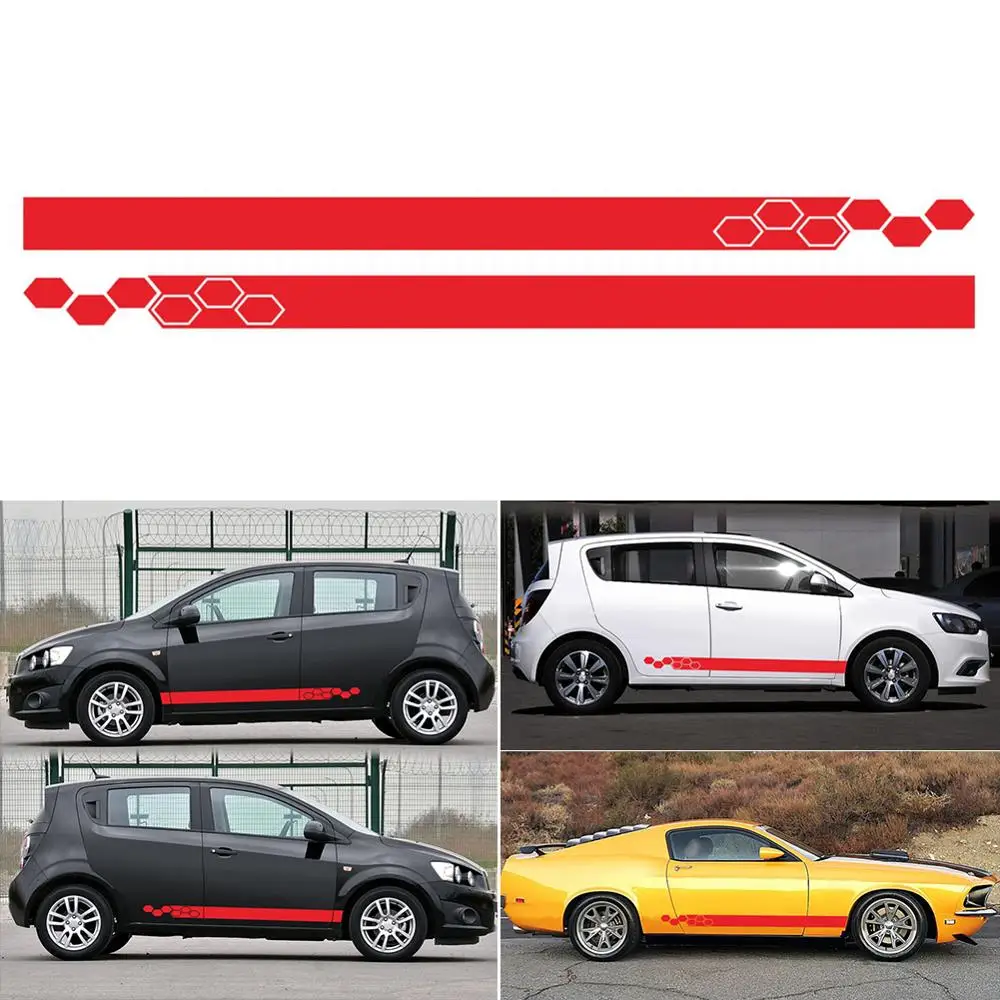 

180cmx10cm Car Stickers Vinyl Graphic Decal Door Side Skirt Vinyl Wrap Racing Decals Self-adhesive Stickers Auto Car Accessories