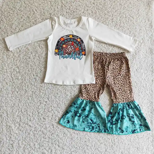 Thankful Tee Leopard Bell Bottoms 