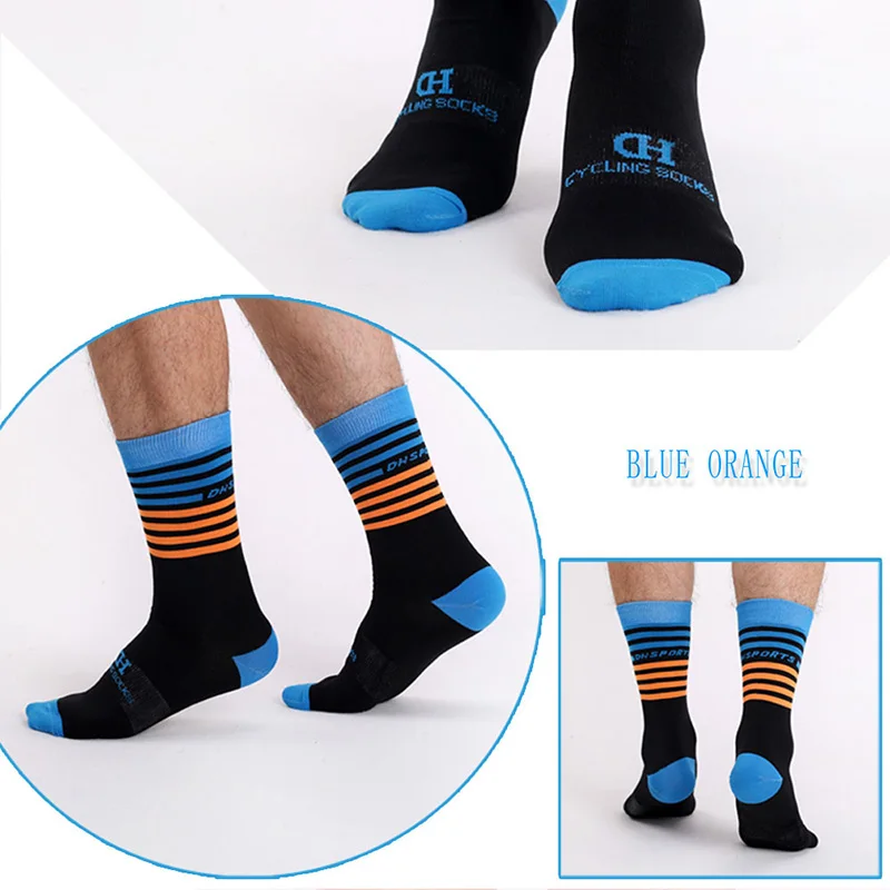 DH Спортивные профессиональные велосипедные носки, крутые высокие носки для горных велосипедов, уличные Спортивные Компрессионные носки, распродажа, скидка - Цвет: Black blue orange