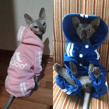 Cute Cat Sweater Hoodie Winter Warm Pet Clothes Cats Katten
