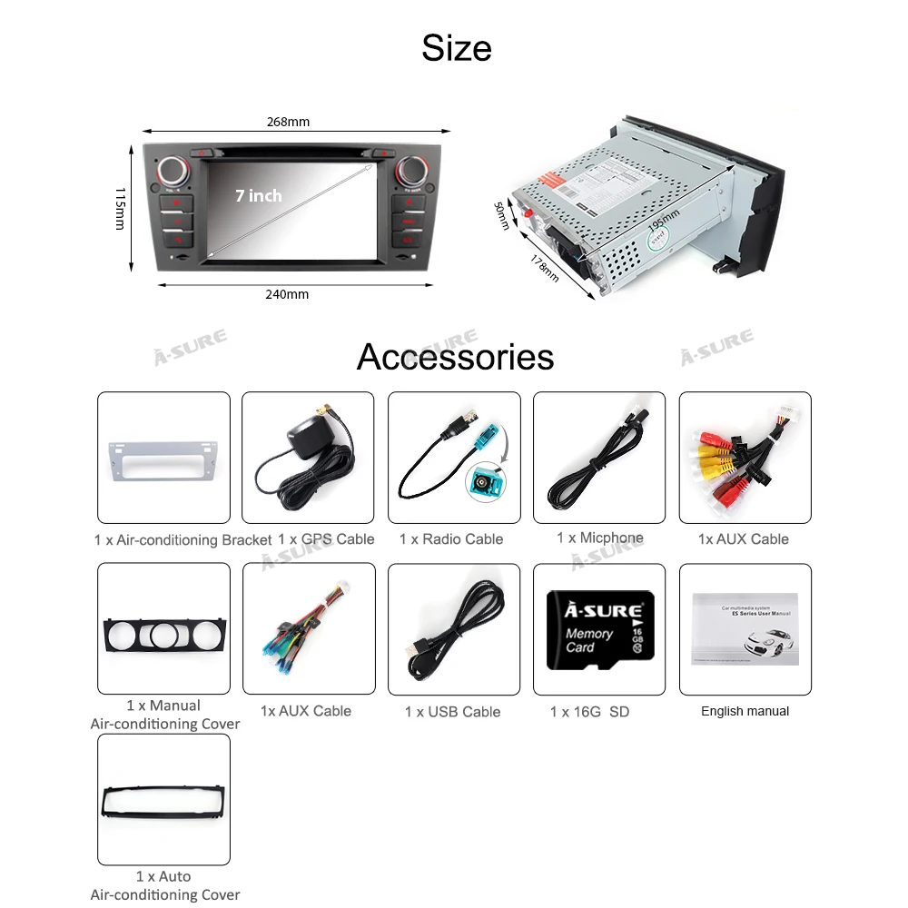 Discount A-Sure 1 Din 7" Car Radio GPS DVD Player Stereo Navigation For BMW E90 E91 E92 E93 Navi 318 320 325 330 330 3er Car Multimedia 4