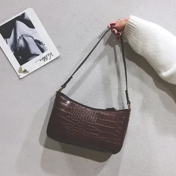 

Crocodile print one shoulder bag Korean version temperament small bag 2020 new casual armpit bag cross-body bag lady