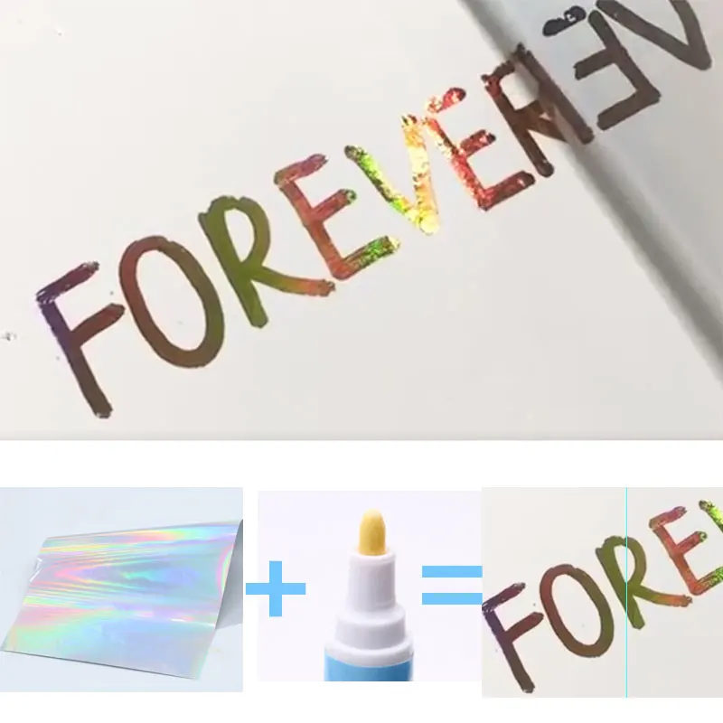 Craft Foil Hot Stamping Applicator Kit Laser Silver Hot Stamping Foil Paper Holographic Laminate Foil Transfer for DIY Art Craft Christmas Pen