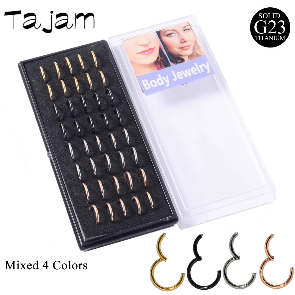 40pcs Box G23 Titanium Septum Clicker Nose Hoop Piercing Rings Mixed 40pcs-box-g23-titanium-septum-clicker-nose-hoop-piercing-rings-mixed