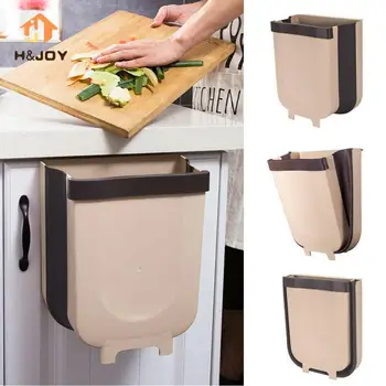 

Wall Mounted Folding Waste Bin Kitchen Garbage Bin Car Trash Can Garbage Trashcan Collapsible Toilet Storage Bucket Dropship