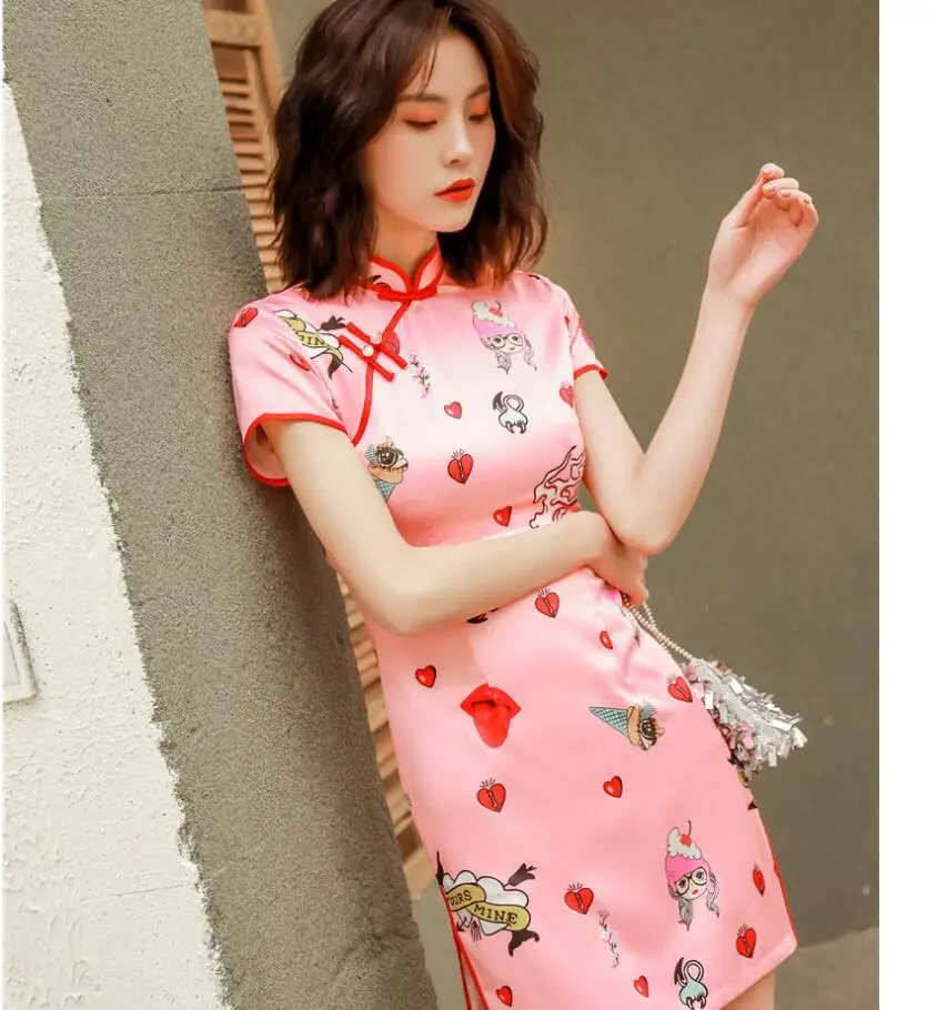Женское сексуальное китайское шелковое платье qipao молодой леди плюс размер летний китайский женский халат современные элегантные qi pao платья улучшенные