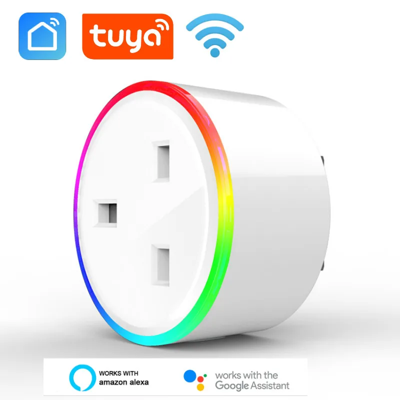 

10A Wifi Smart Plug UK Plug RGB Led Night Light Smart Life Plug Socket Work With Alexa Google Home Tuya