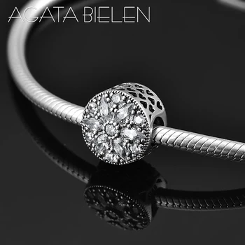 

Original 925 Sterling Silver like clear CZ flower metal beads heart fine Bead Fit Original Pandora Charm Bracelet Jewelry making