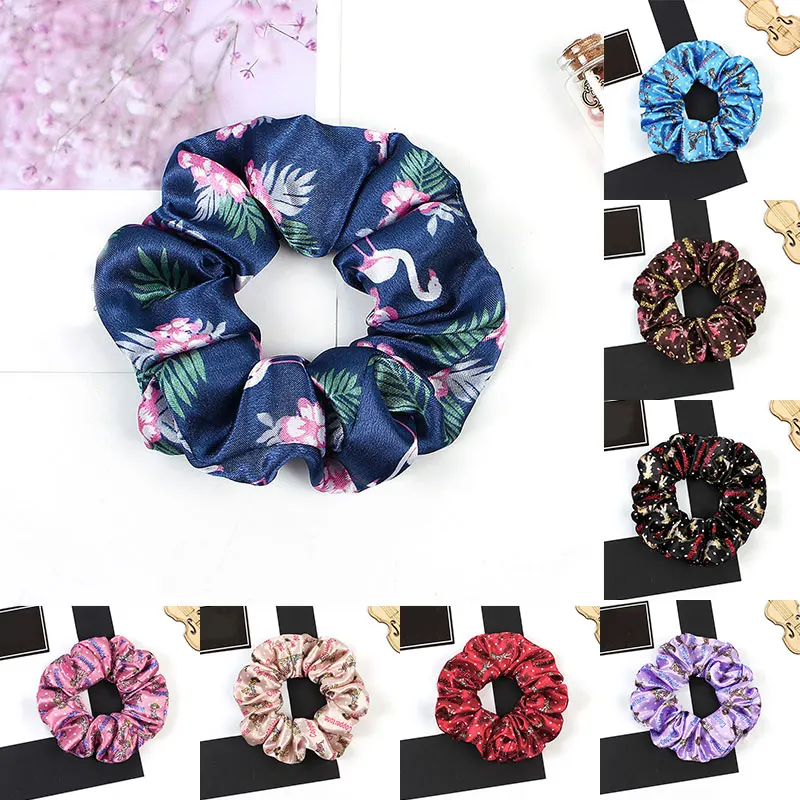 

Multicolor Dot Floral Print Hair Scrunchies Lady Stretch Elastic Hair Bands Girls Headwear Floral Hair Tie Rope Hair Accessories