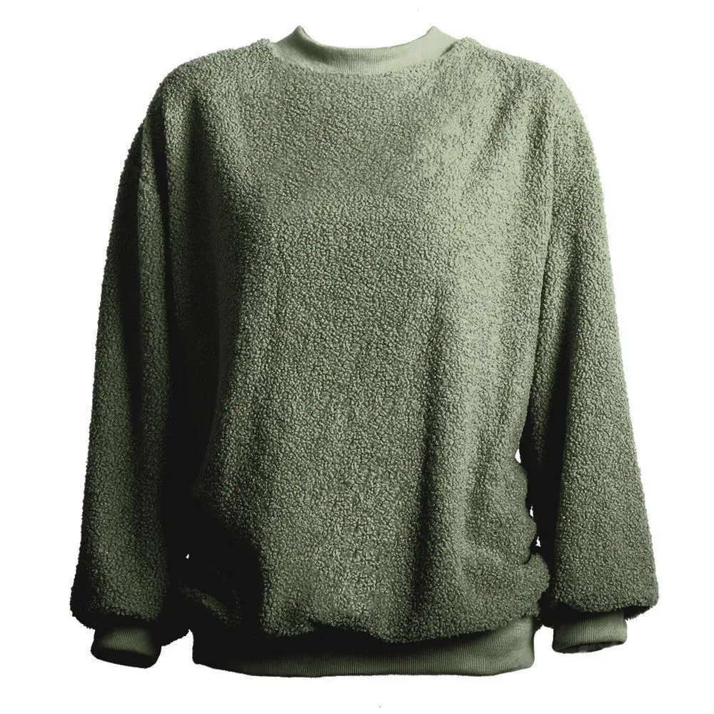 Плюшевый флисовый женский свитер из шерпы, толстые флисовые топы, пушистые пуловеры, зимние теплые женские уличные свитера из шерпы - Цвет: army green