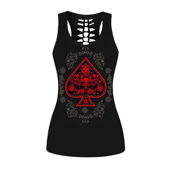 

Sexy fashion 3D digital printing lady hollowed out vest Gym Vest