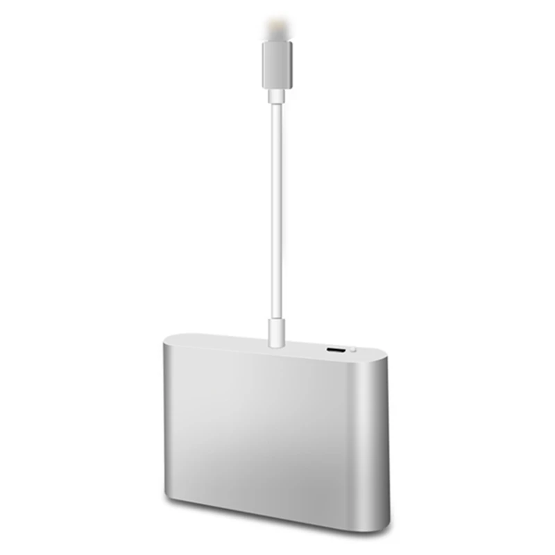 FFYY-портативный Mirrorlink для Apple интерфейс к HDMI VGA AV Аудио Видео адаптер для iPad iPod iPhone 5 6 7 8 X - Цвет: Silver