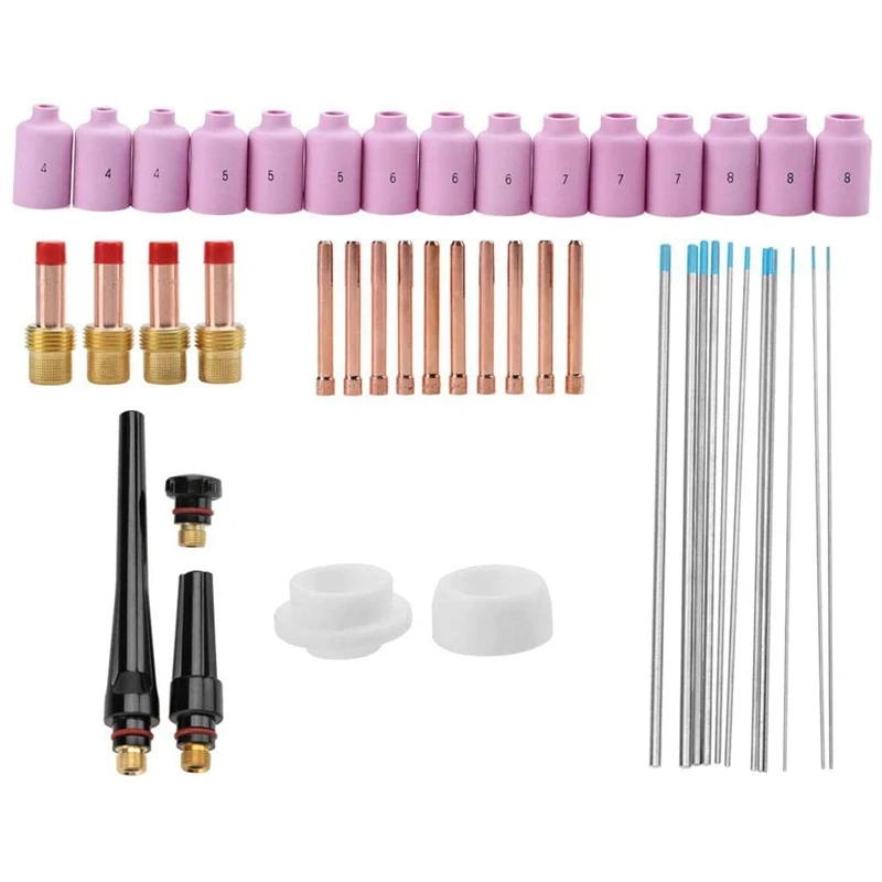 TIG Torch Consumables, 46Pcs / Set WP 17/18/26 Series TIG Welding Torch