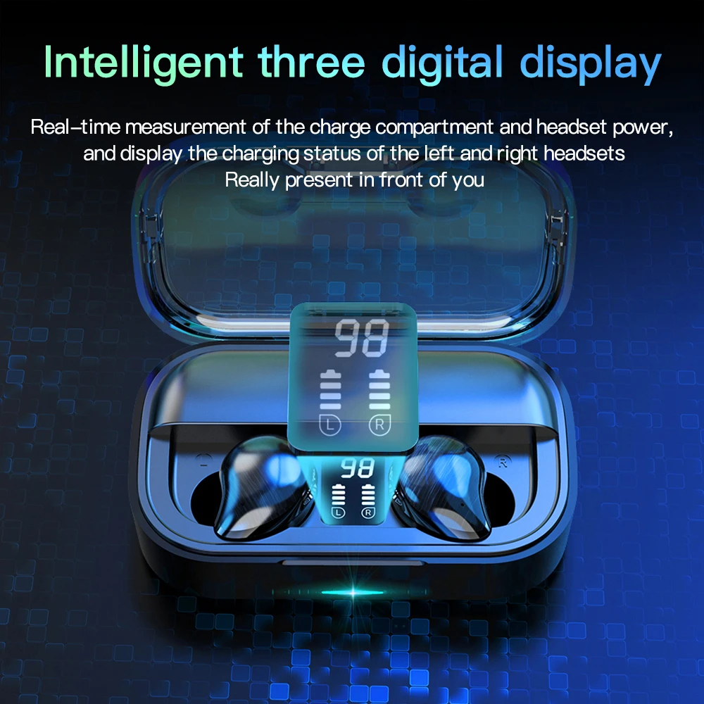 Physical Noise Reduction Bluetooth 5 0 Earphones Wireless Touch Control Earbuds With Charge Case For iPhone Samsung Smart Phone