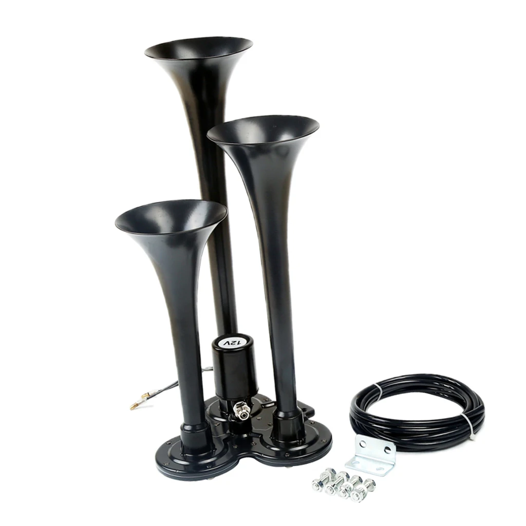 12V 150db Loud 3Triple Trumpet Air Horns Car Truck Train Boat Motorcycle