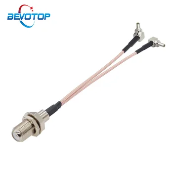 

3G/4G Antenna Extension Cable F Female to 2x CRC9 Male Right Angle Cable Y Type CRC9 to F Splitter Combiner Jumper Pigtail 15CM