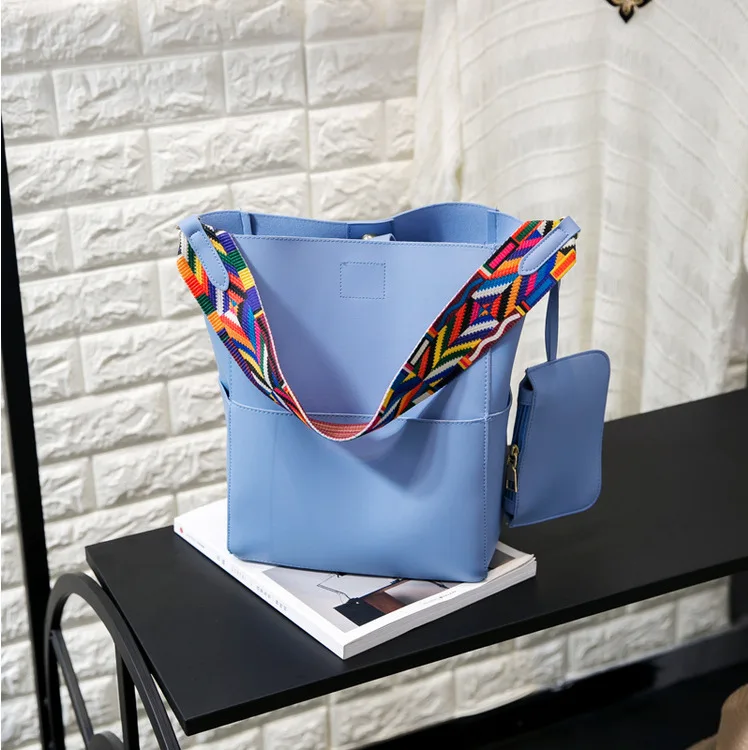 

Korean-style Bag 2016 New Style Commuting Picture Bucket Bag Shoulder Large-Volume Ribbon Handbag WOMEN'S Bag