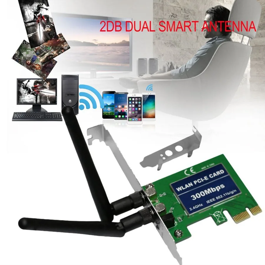 WLAN PCI-E карта 300 Мбит/с Wifi беспроводной сетевой адаптер передачи 2,4 ГГц IEEE 802.11b/g/n PCI E LAN карты настольные аксессуары