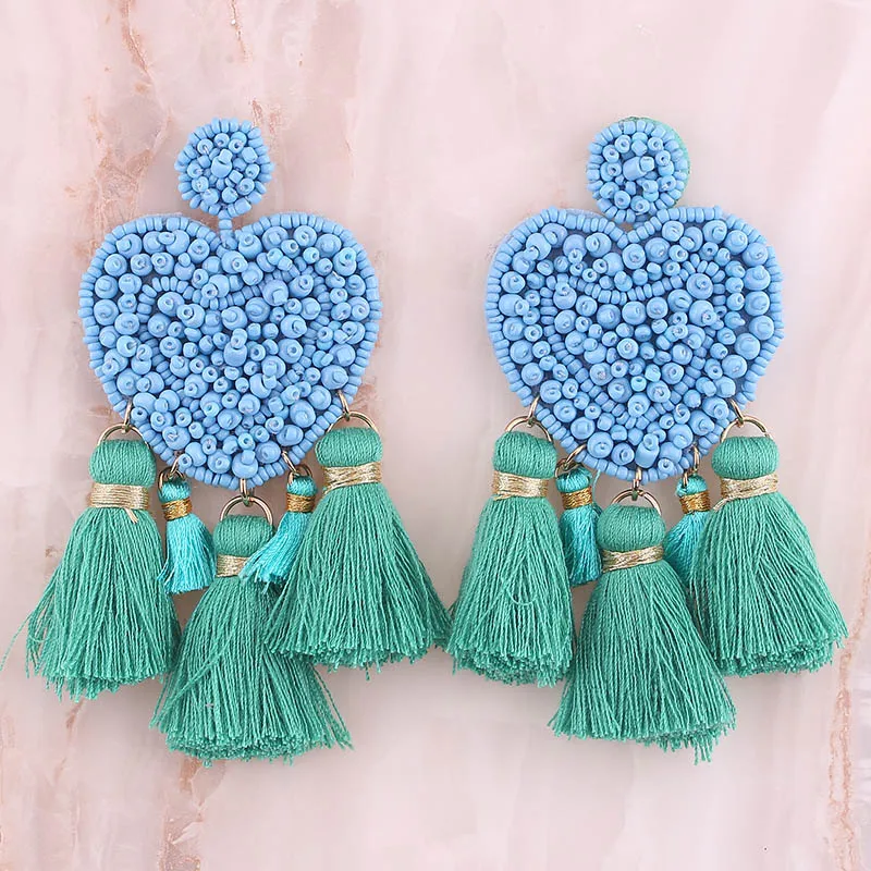 Sehuoran Oorbellen серьги с кисточками для женщин Материал Pendientes boho свадебные серьги круглые длинные висячие серьги ювелирные подарки - Окраска металла: E1229 Blue